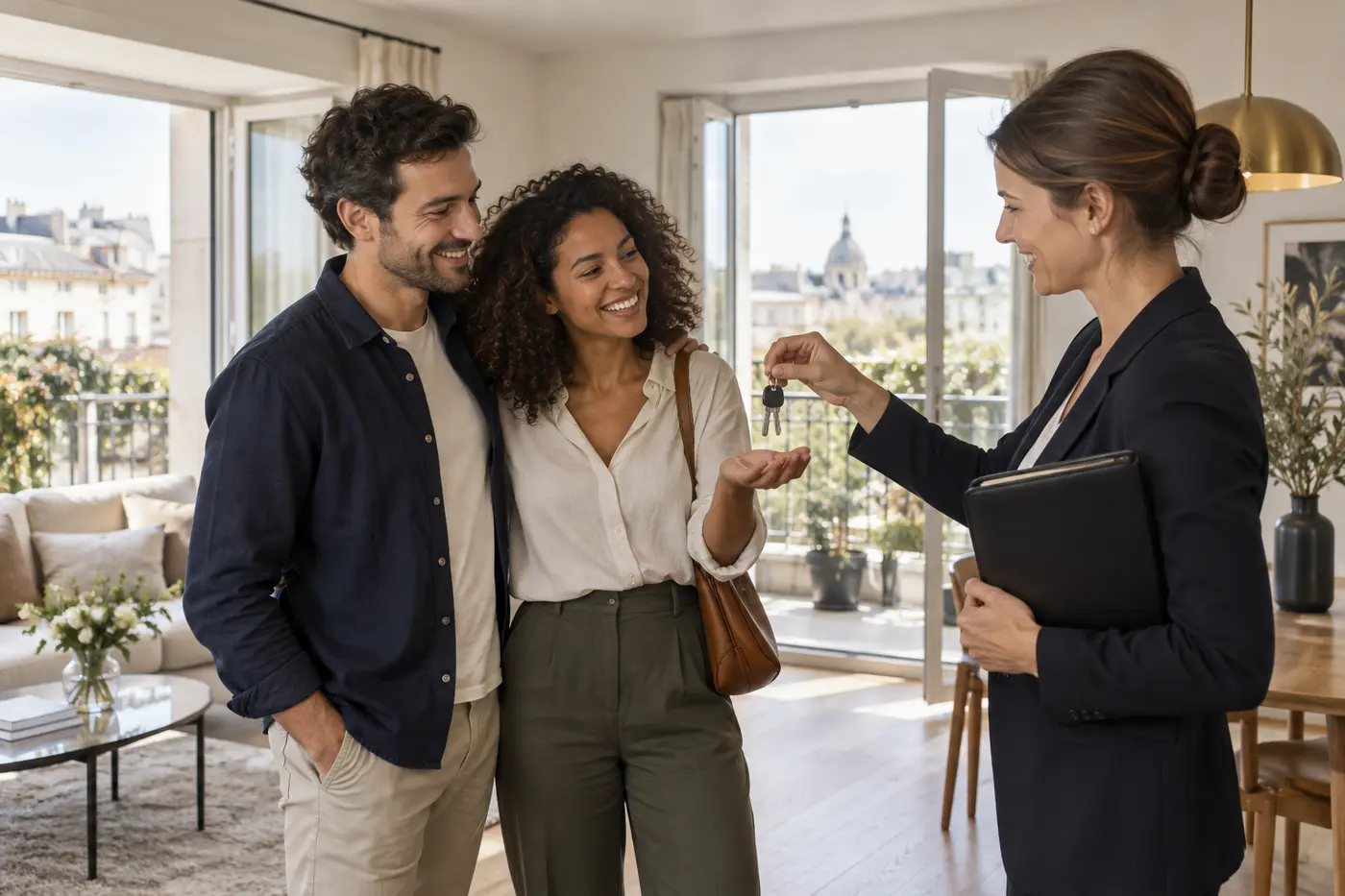 Un couple reçoit les clés de son nouveau logement